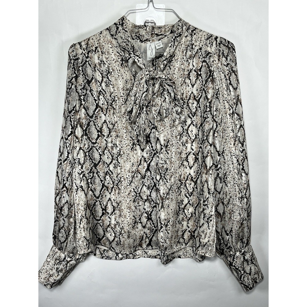 Joie Women's Snake Print Tie Neck Balloon Sleeve Button Up Blouse‎ Size XS